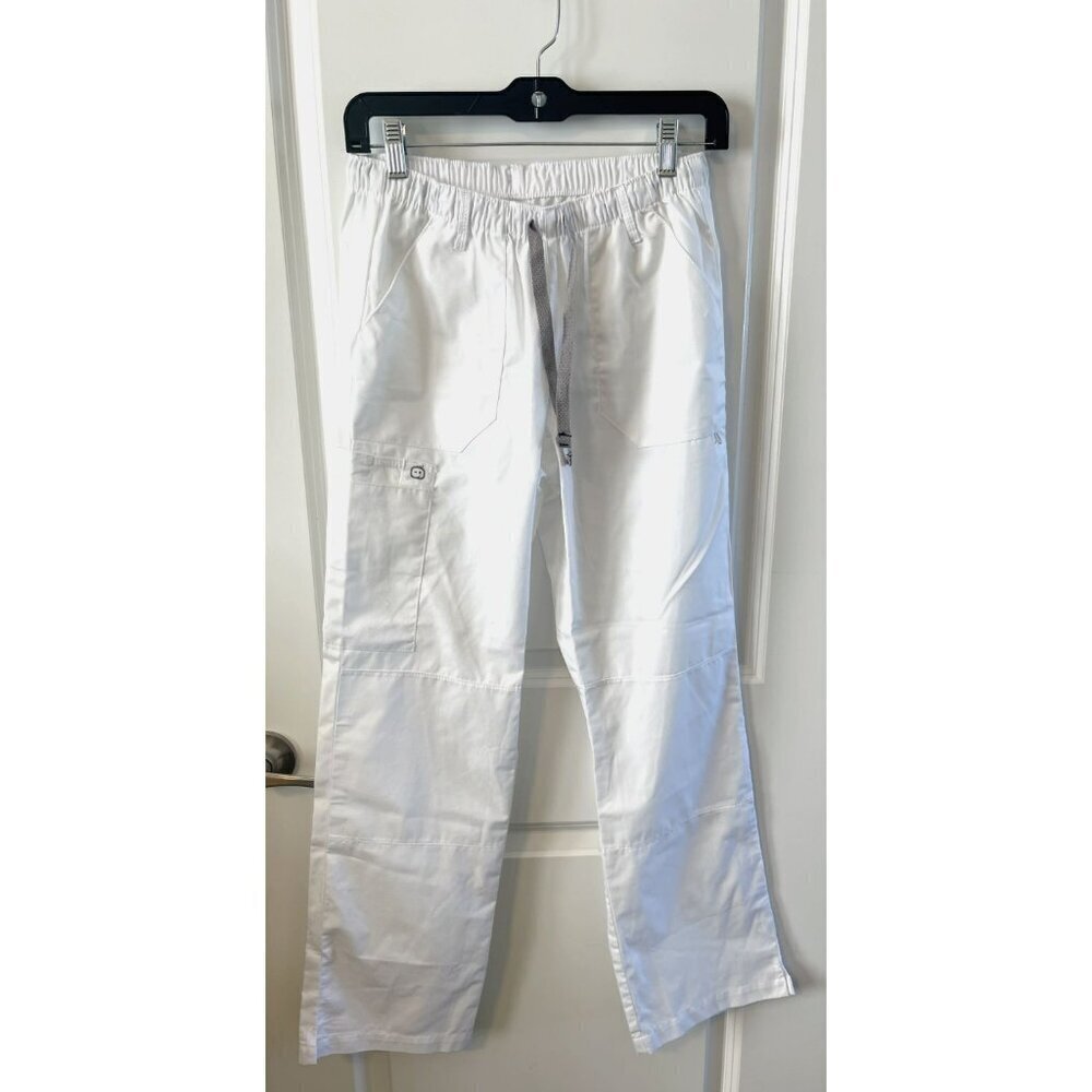 Wonderwork Scrub Pant Women XS Cargo White NWOT pockets drawstring stretch waist